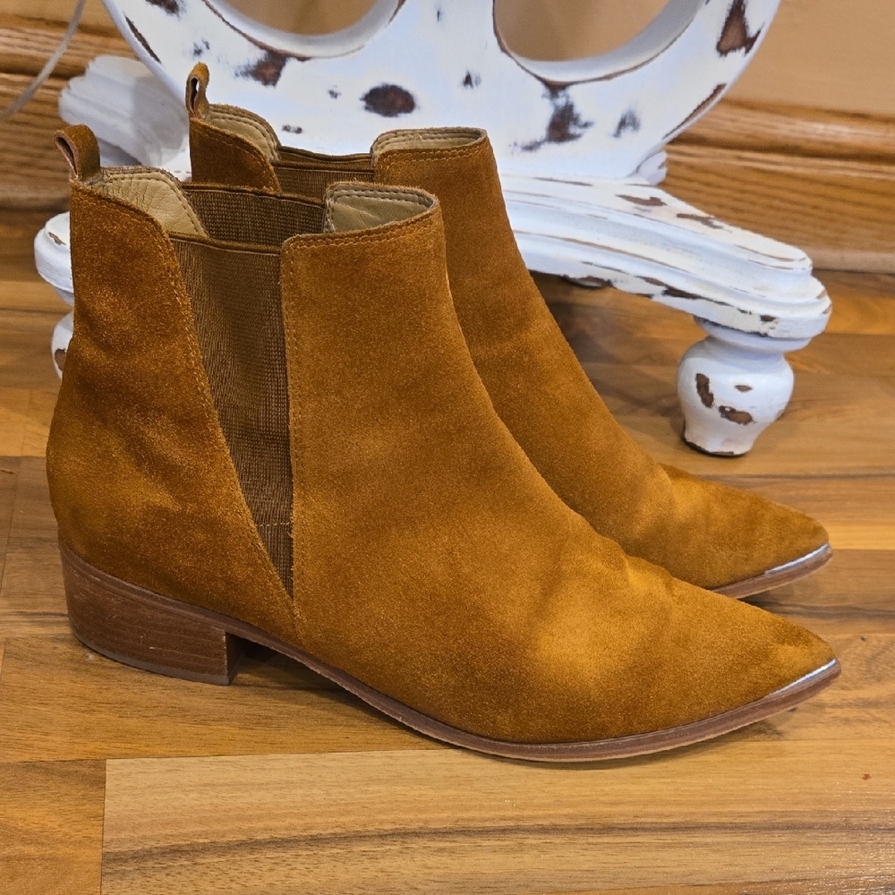 Marc Fisher Women's Suede Chelsea Ankle Boots in Cognac